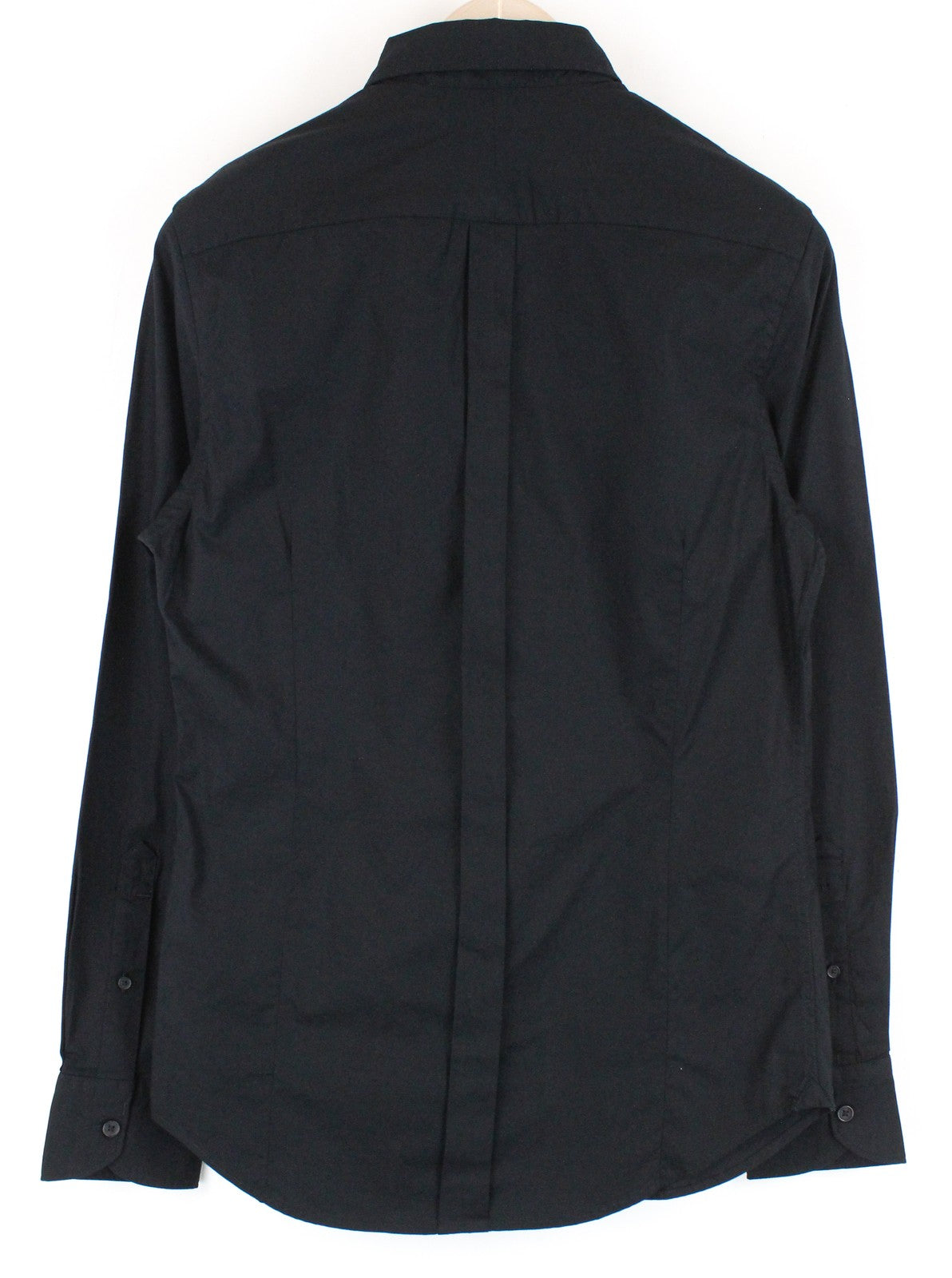 REPLAY Men Shirt S Black Slim Fit Cotton Stretch Long Sleeve Collared Button-Up