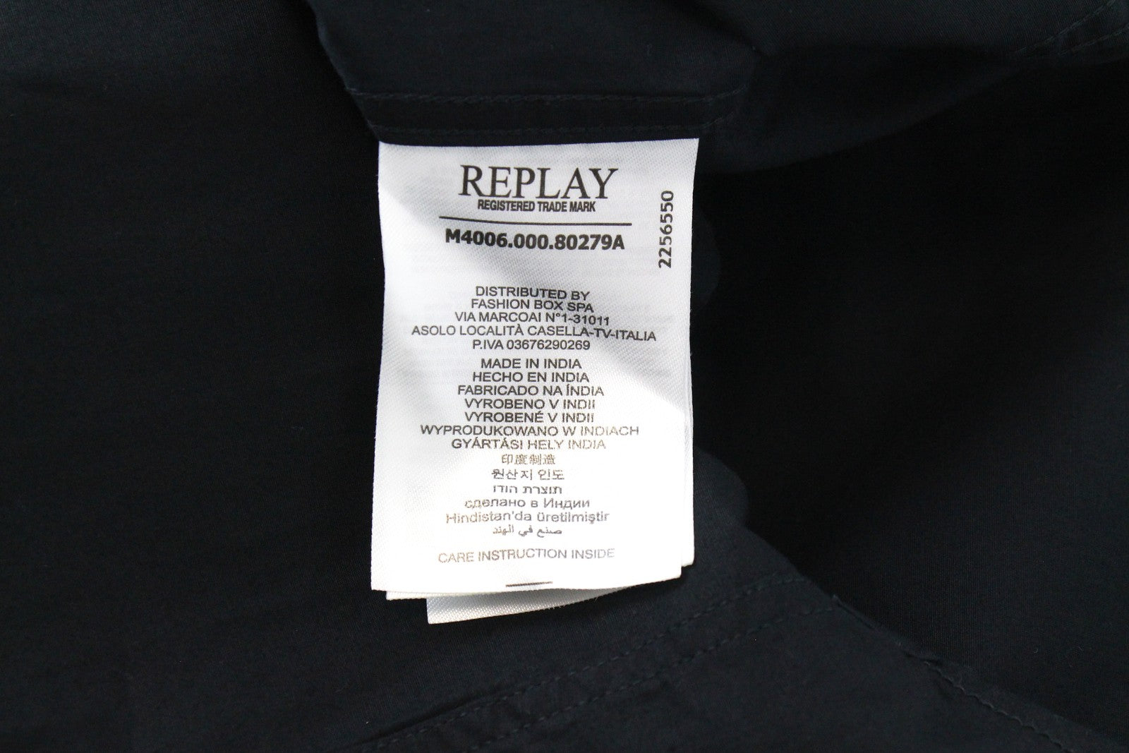 REPLAY Men Shirt S Black Slim Fit Cotton Stretch Long Sleeve Collared Button-Up