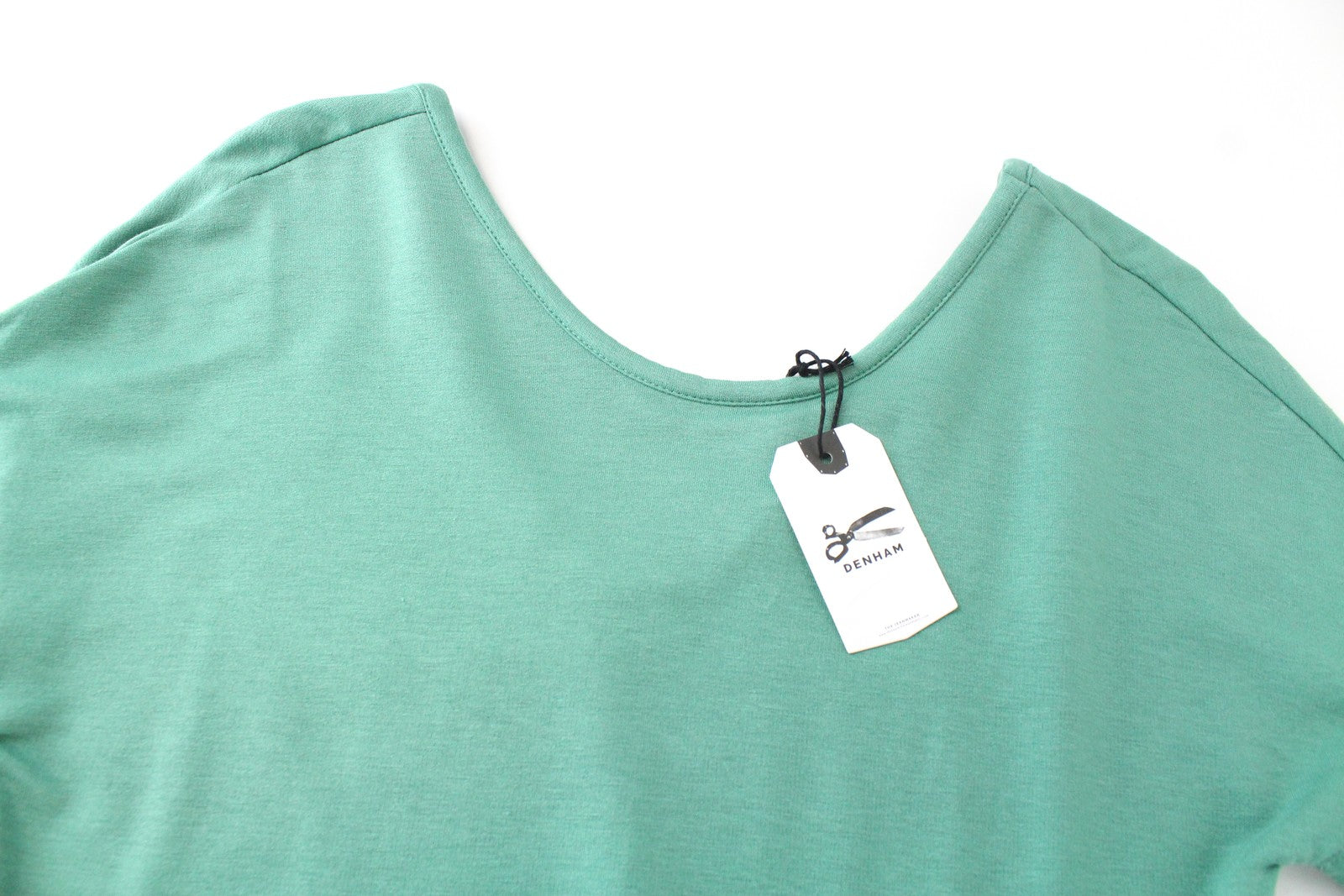 DENHAM Compass Women Dress 2XS Green Stretch Short Sleeved Round Neck Summer