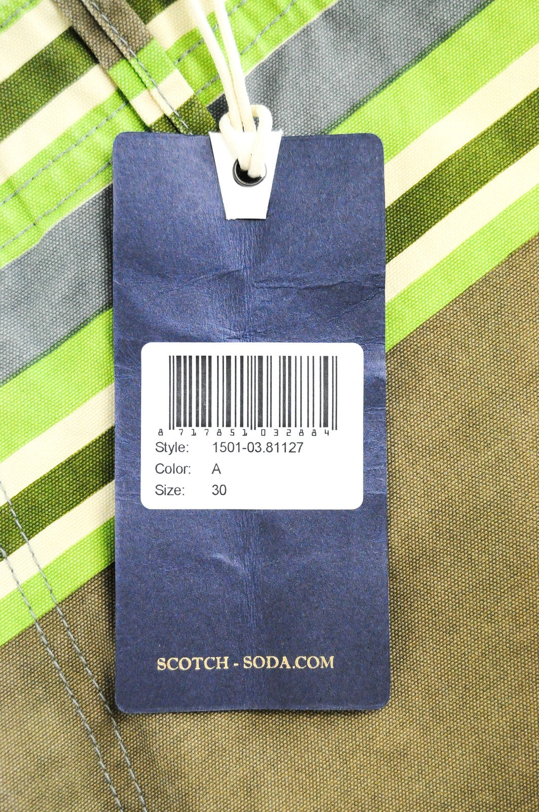 SCOTCH & SODA Ams Couture Men Shorts W30 Green Pure Cotton Striped Summer