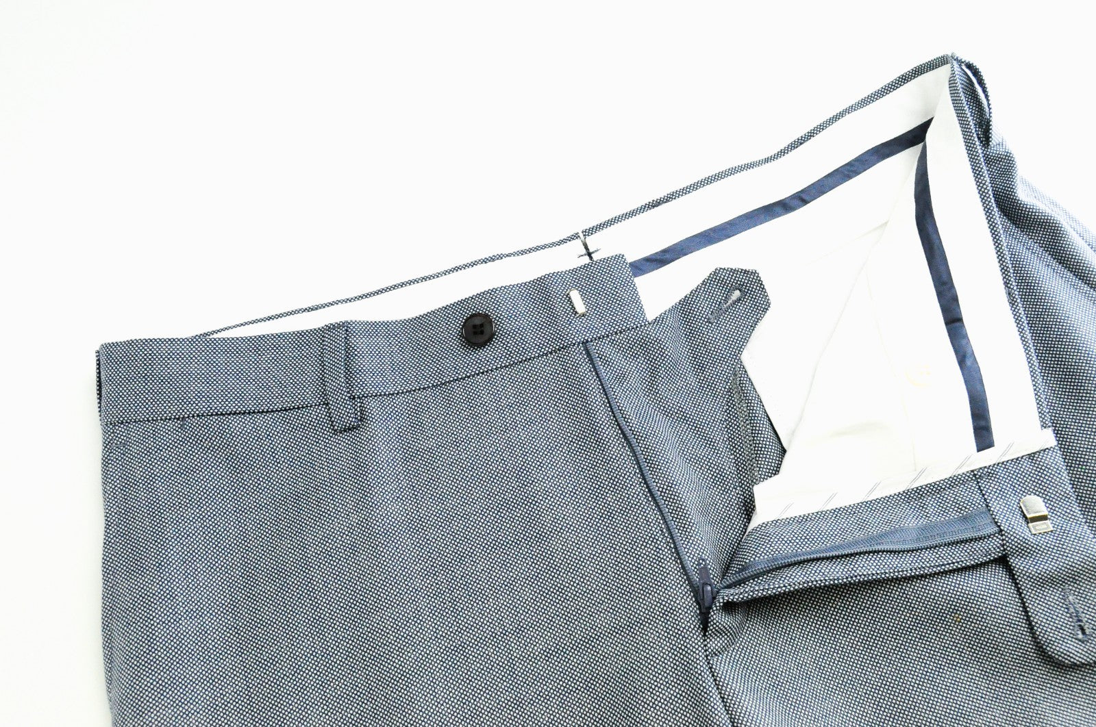 SUITSUPPLY Brescia Men Trousers UK40S Blue Pure Wool Lined Pleated Slit Pocket