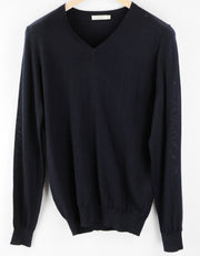 SUITSUPPLY Men Jumper S Navy Pure Merino Wool Knitted V-Neck Pull On Sweater