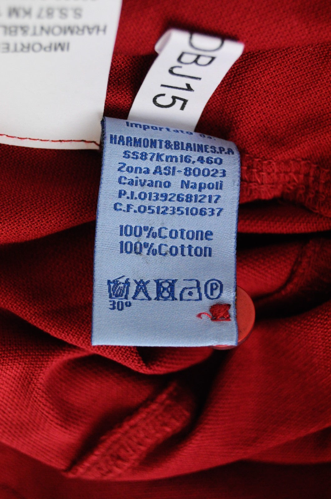 HARMONT & BLAINE Men T-Shirt S Red Pure Cotton Blue Details Short Sleeve Polo