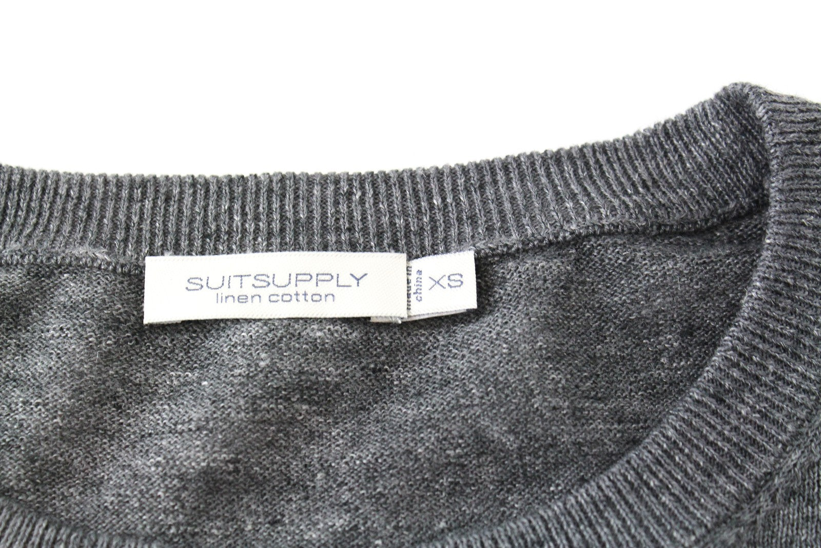 SUITSUPPLY Men Jumper XS Grey Linen Cotton Striped Knitted Long Sleeve Sweater
