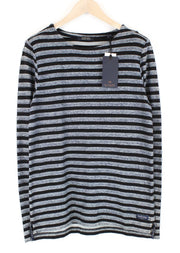SCOTCH & SODA Ams Couture Men Sweatshirt S Grey Pure Cotton Striped Long Sleeved