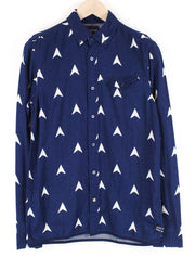 SCOTCH & SODA Ams Blauw Men Shirt S Blue Pure Cotton Long Sleeved Patterned