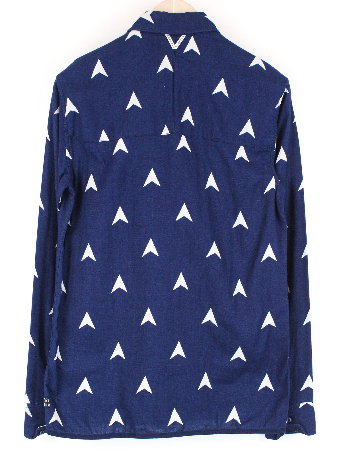 SCOTCH & SODA Ams Blauw Men Shirt S Blue Pure Cotton Long Sleeved Patterned