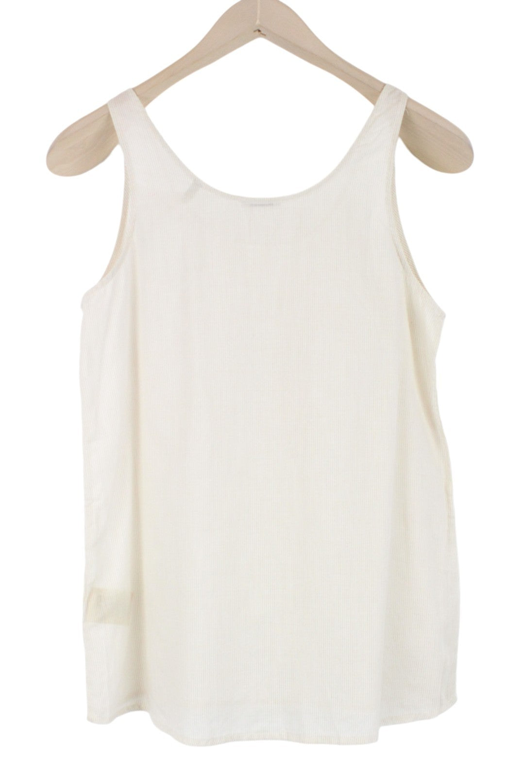 MAISON SCOTCH Women T-Shirt S Beige Pure Cotton Sleeveless Striped Round Neck
