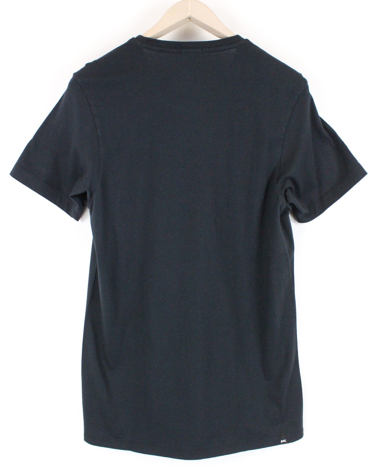 DENHAM Tubular Women T-Shirt S Black Pure Cotton Short Sleeve Round Neck Plain