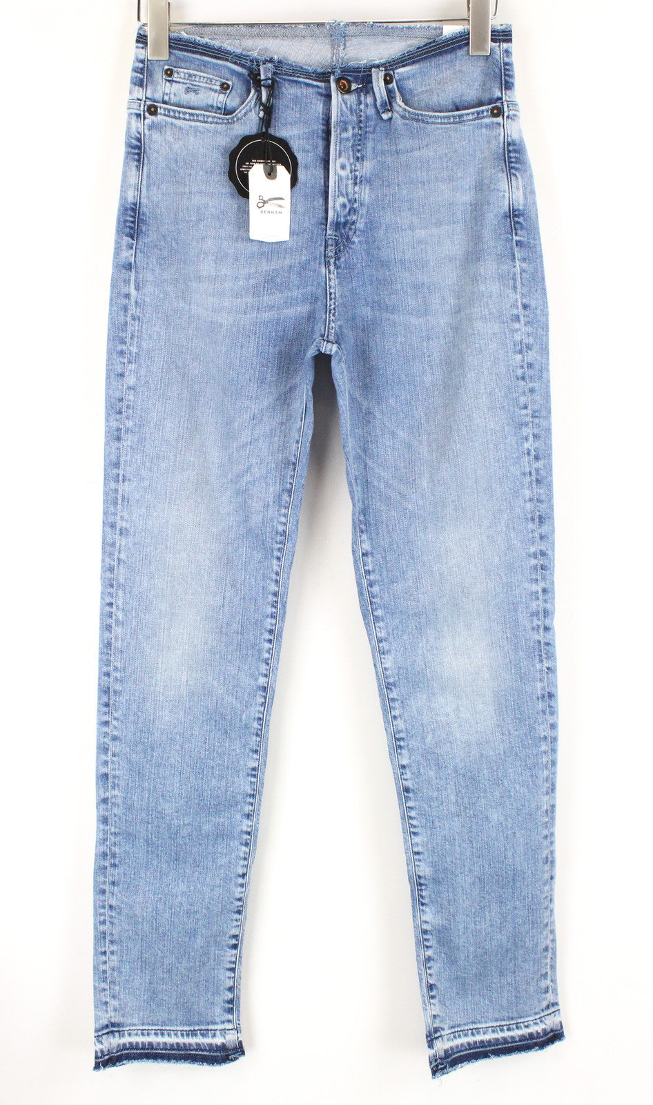 DENHAM Heidi Women Jeans W26/L30 Blue Cotton Stretch High Rise Straight Washed