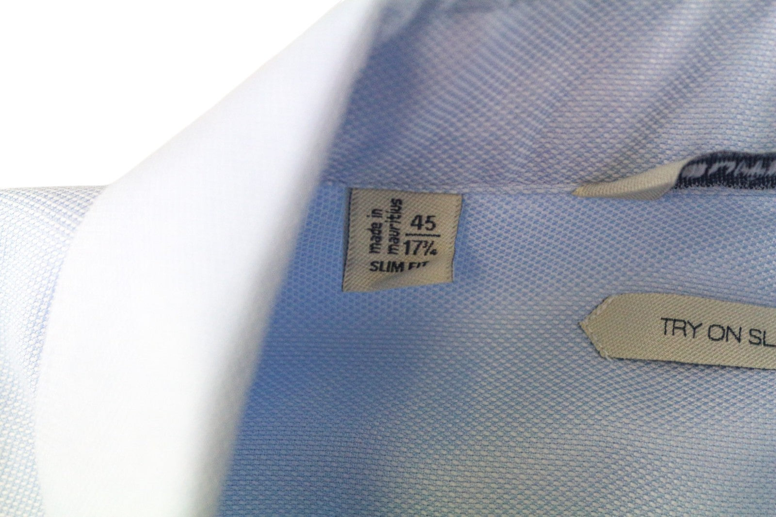 SUITSUPPLY vyriški oficialūs marškinėliai 45/17 3/4 Ploni mėlyna medvilnė ilgomis rankovėmis ruoželiniai 