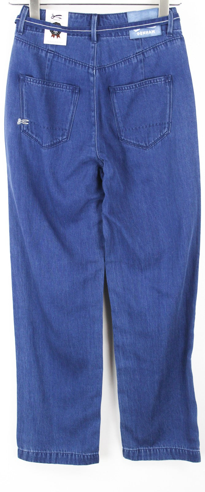 DENHAM Brady Women Jeans W24/L26 Wide Blue Cotton Blend Lightweight Belted