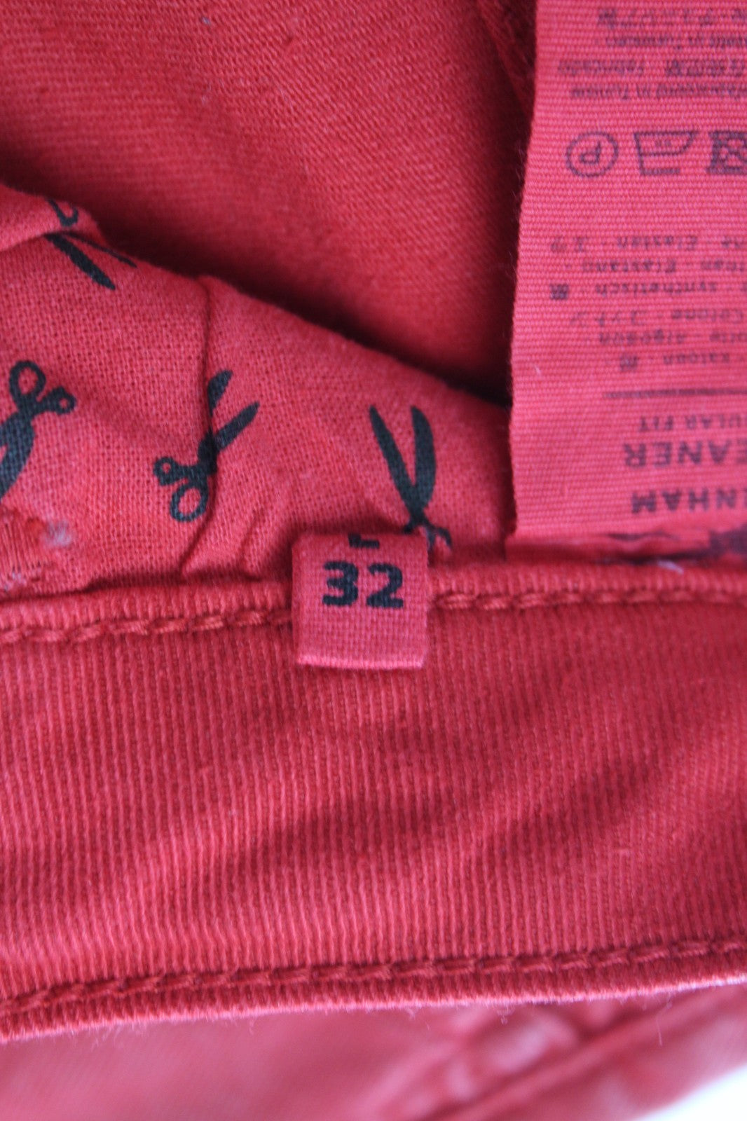 DENHAM Women Jeans W27/L32 Slim Fit Coated Red Cotton Stretch Dyed 5-Pocket