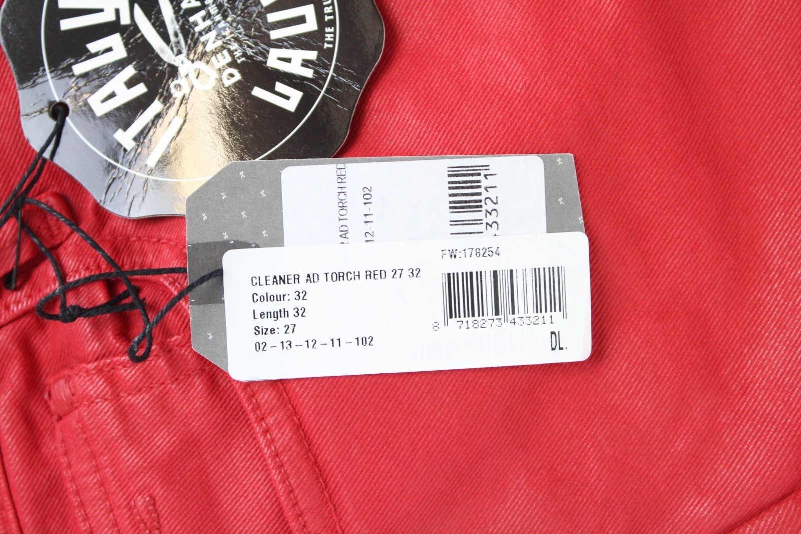DENHAM Women Jeans W27/L32 Slim Fit Coated Red Cotton Stretch Dyed 5-Pocket
