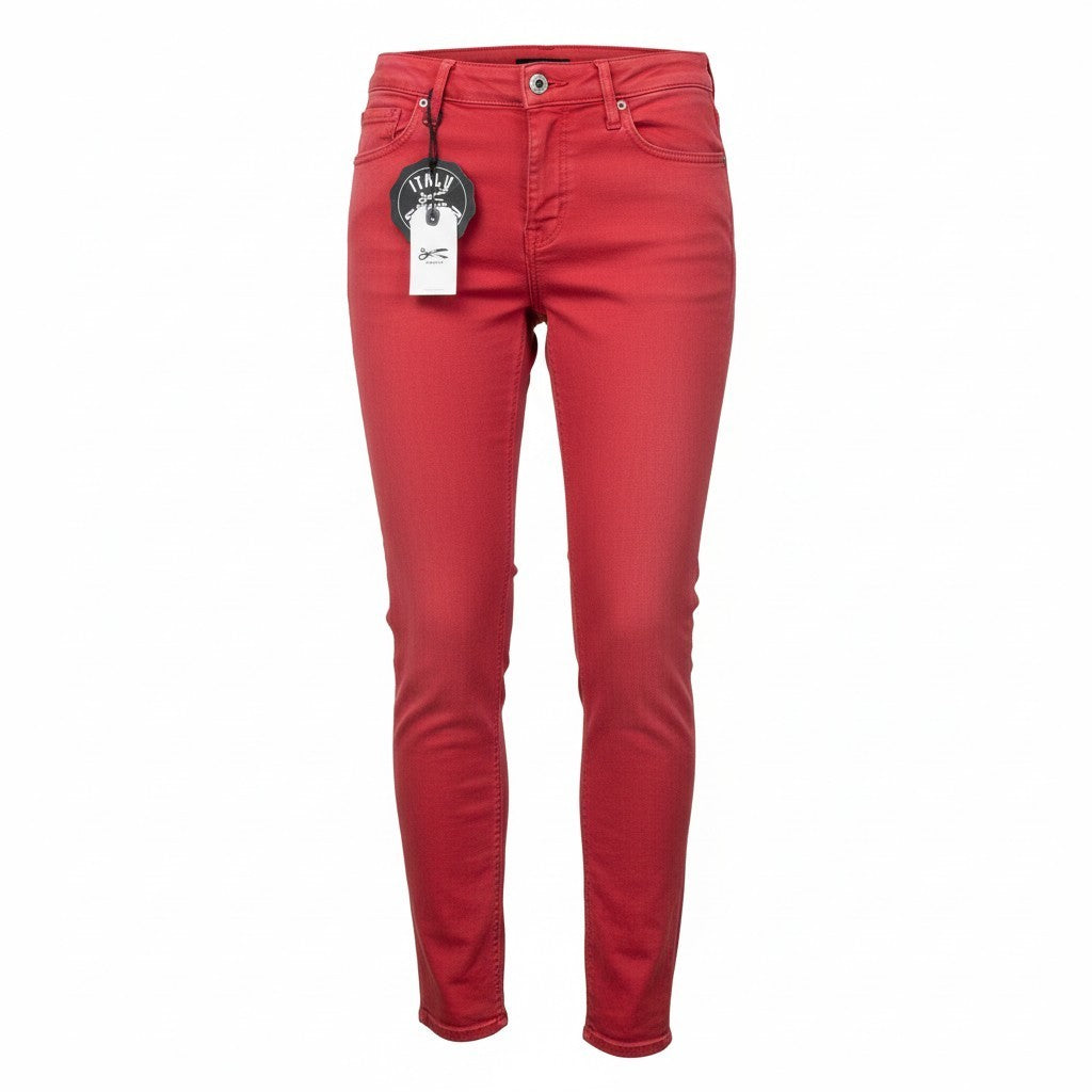 DENHAM Women Jeans W27/L34 Slim Coated Red Cotton Stretch Dyed 5-Pocket