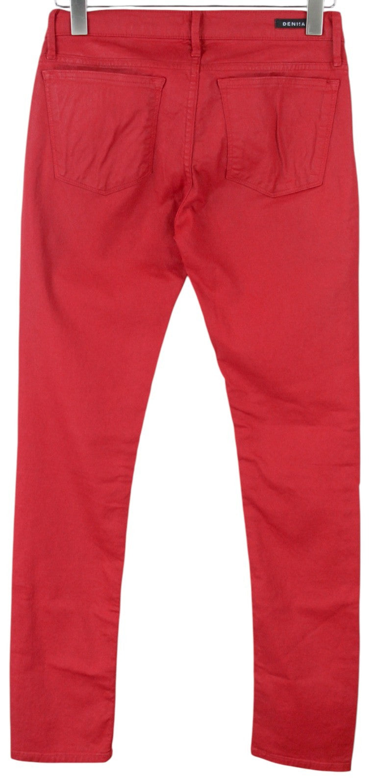 DENHAM Women Jeans W27/L34 Slim Fit Waxed Red Cotton Stretch Dyed 5-Pocket