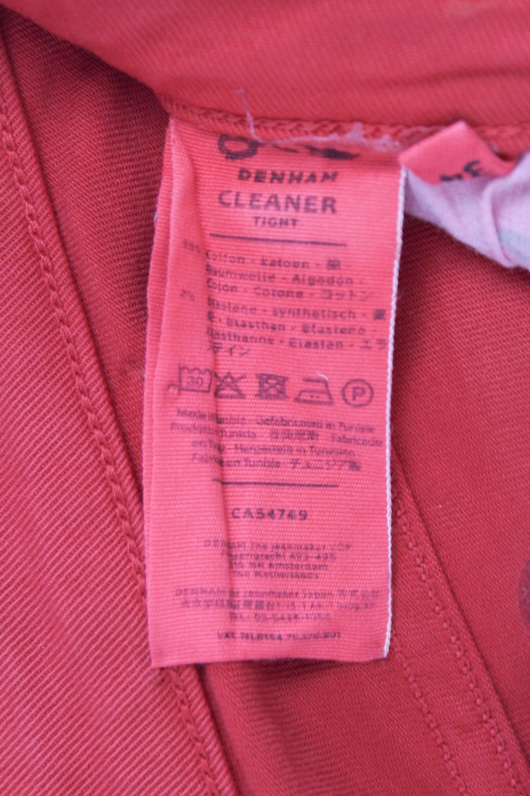 DENHAM Women Jeans W27/L34 Slim Fit Waxed Red Cotton Stretch Dyed 5-Pocket