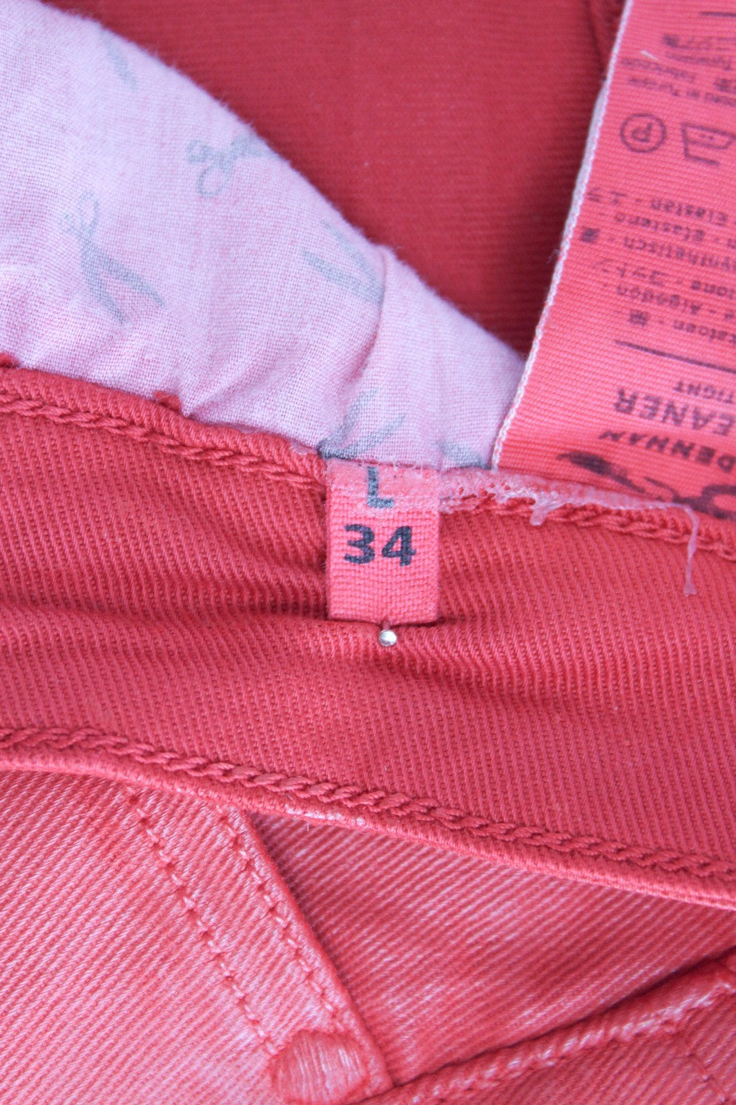 DENHAM Women Jeans W27/L34 Slim Fit Waxed Red Cotton Stretch Dyed 5-Pocket