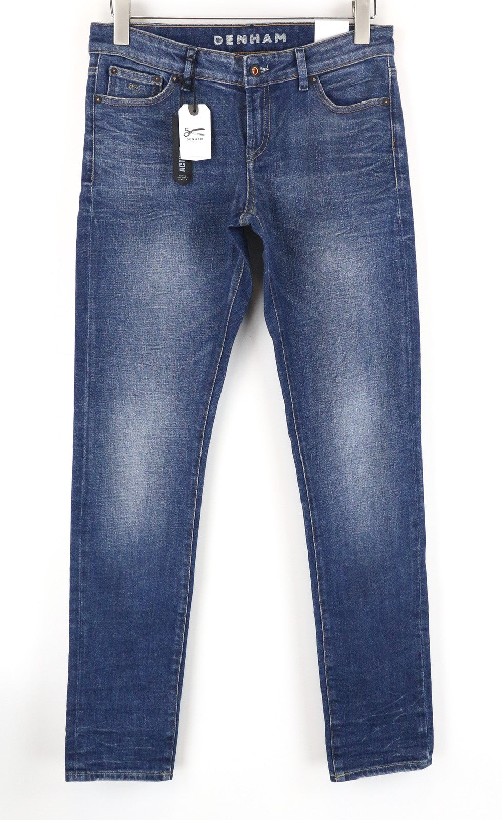 DENHAM Sally Women Jeans W27/L32 Straight Fit Blue Washed Cotton Stretch