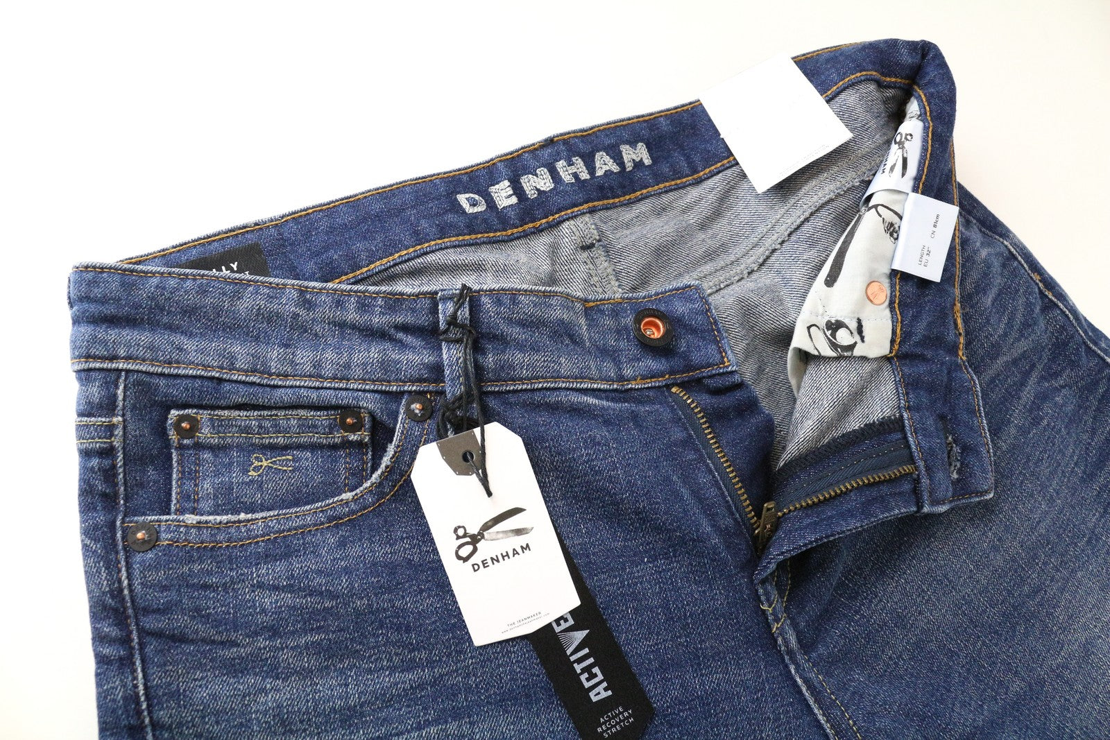 DENHAM Sally Women Jeans W27/L32 Straight Fit Blue Washed Cotton Stretch