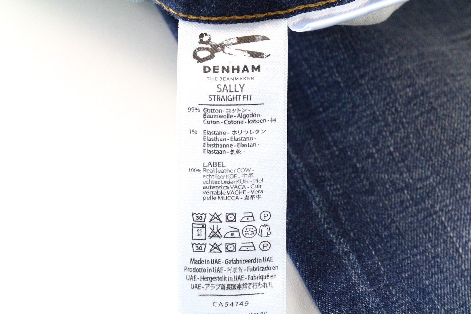 DENHAM Sally Women Jeans W27/L32 Straight Fit Blue Washed Cotton Stretch