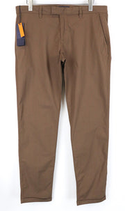 HARMONT & BLAINE Men Trousers 52 Brown Cotton Stretch Narrow Fit Slit Pockets