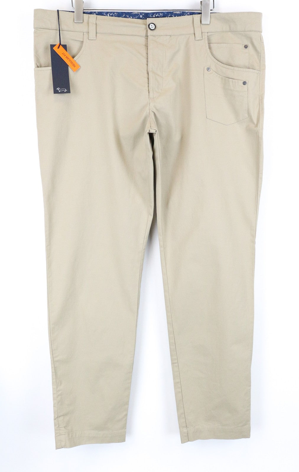 HARMONT & BLAINE Men Trousers 62 Beige Cotton Stretch Regular Fit Logo Casual