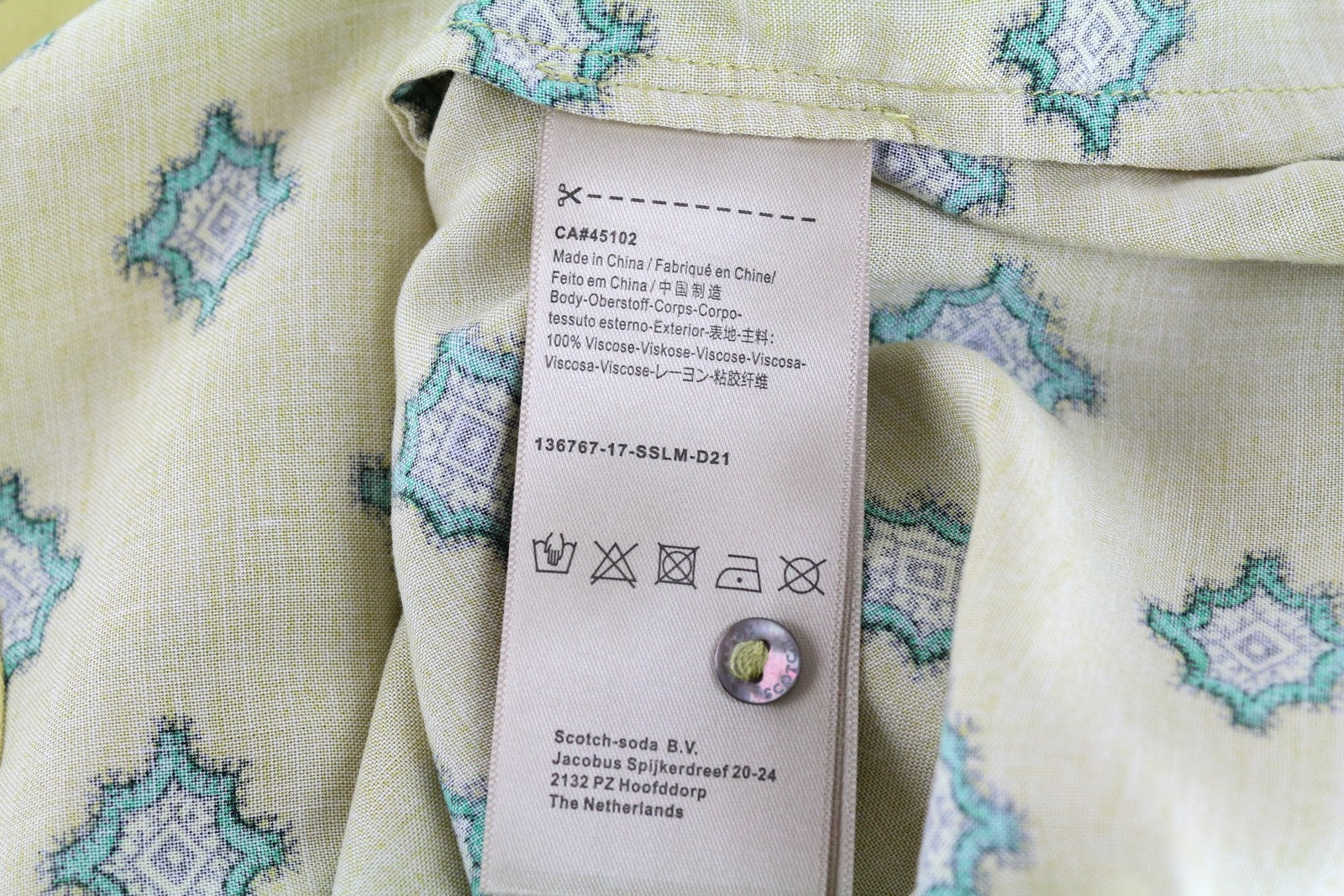MAISON SCOTCH Women T-Shirt XS Yellow Sleeveless Patterned Collared Button-Up