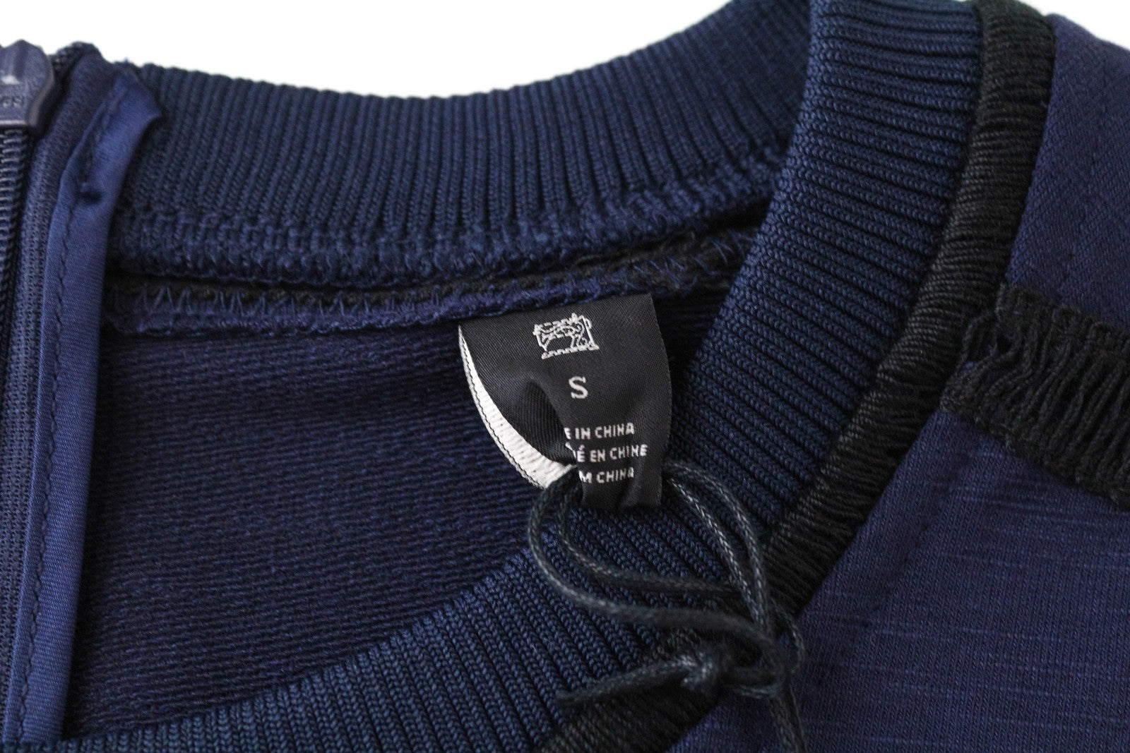 MAISON SCOTCH Women Dress S Dark Blue Cotton Blend Long Sleeved Zip