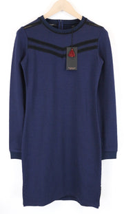 MAISON SCOTCH Women Dress S Dark Blue Cotton Blend Long Sleeve Zipped
