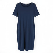DENHAM Compass Women Dress S Blue Short Sleeved Round Neck Casual