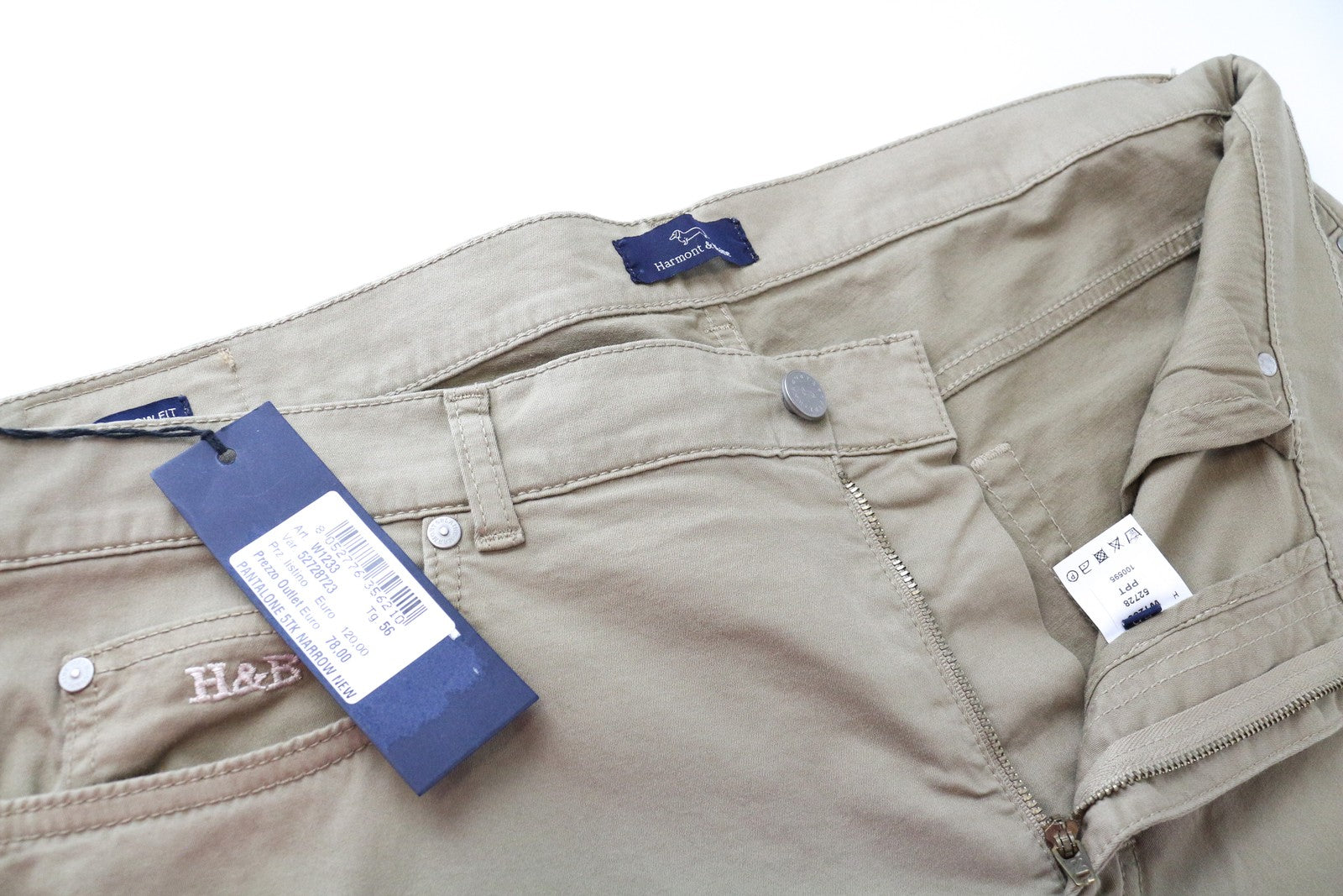 HARMONT & BLAINE Men Trousers 56 Brown Cotton Stretch Narrow Fit 5-Pocket