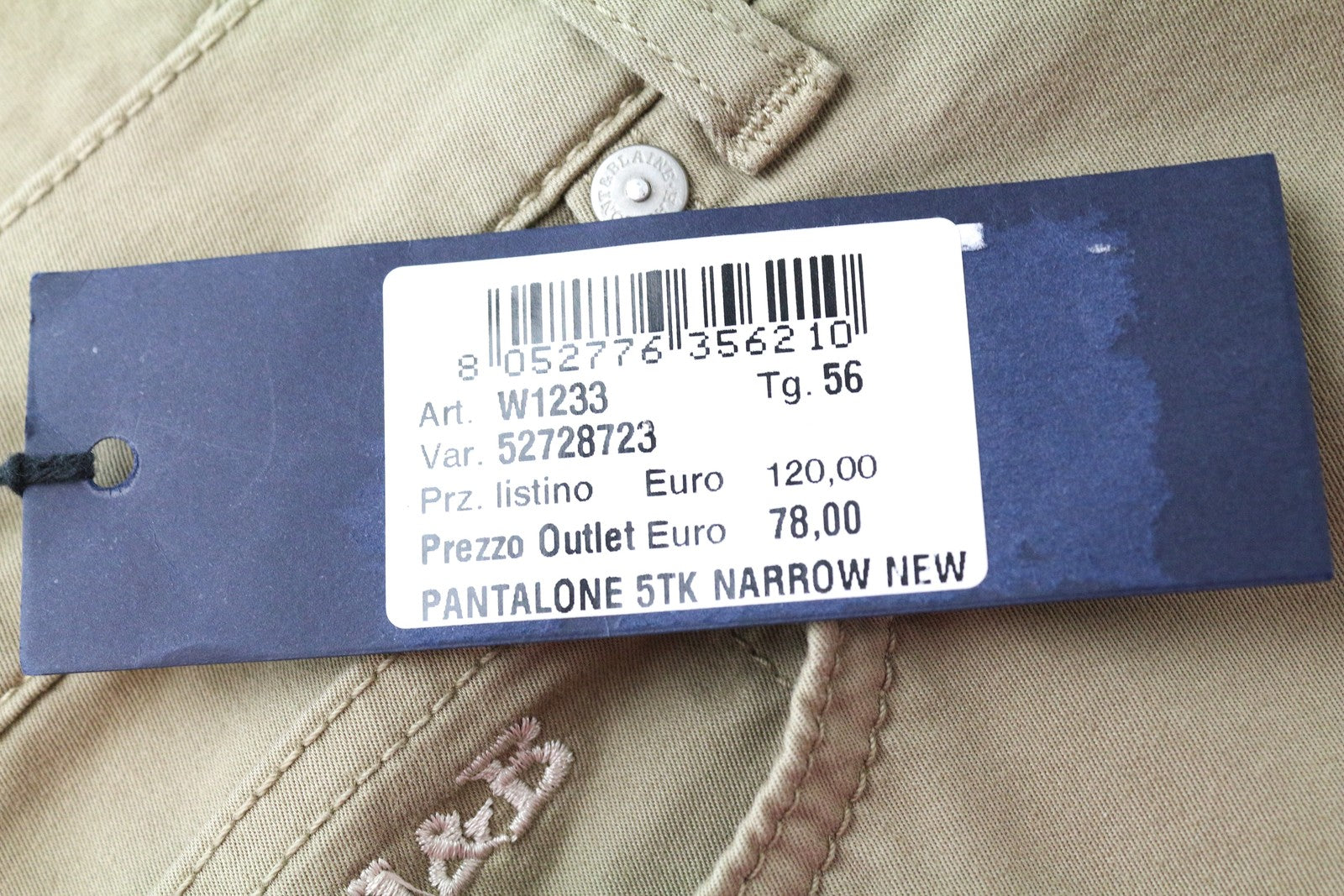 HARMONT & BLAINE Men Trousers 56 Brown Cotton Stretch Narrow Fit 5-Pocket