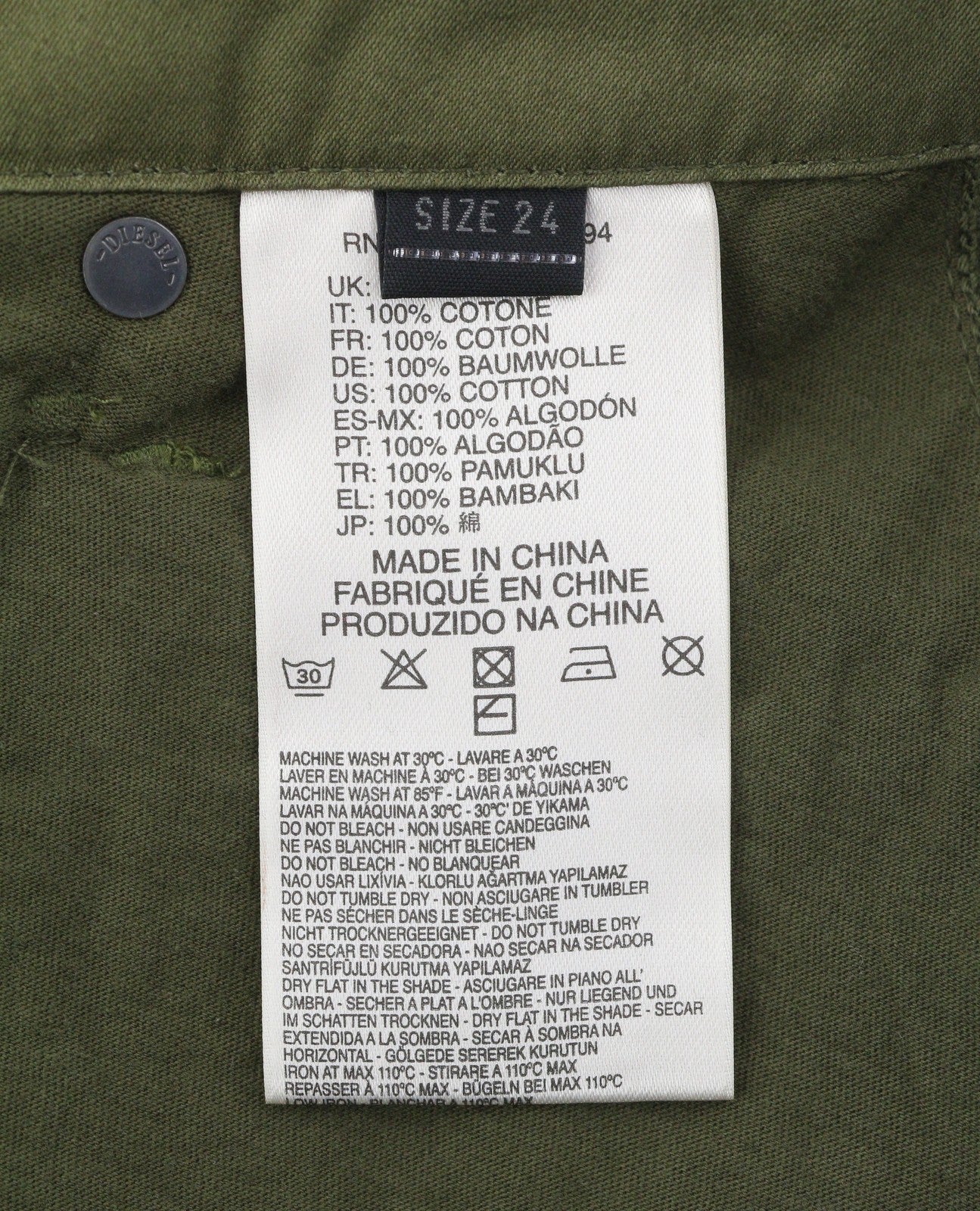DIESEL Fayza-AA 0EALI Women Trousers W24 Khaki Green Jogg Tricot Slim Fit