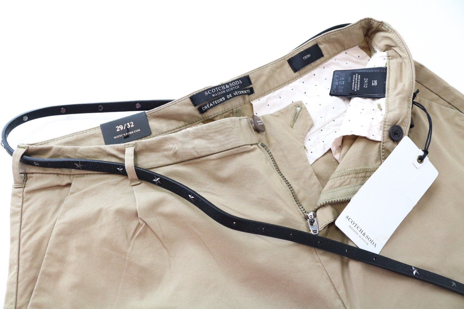 MAISON SCOTCH Women Trousers W29/L32 Brown Slim Cotton Stretch Flat Front