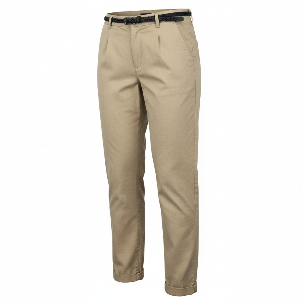 MAISON SCOTCH Women Trousers W29/L32 Sand Brown Slim Cotton Stretch Flat Front