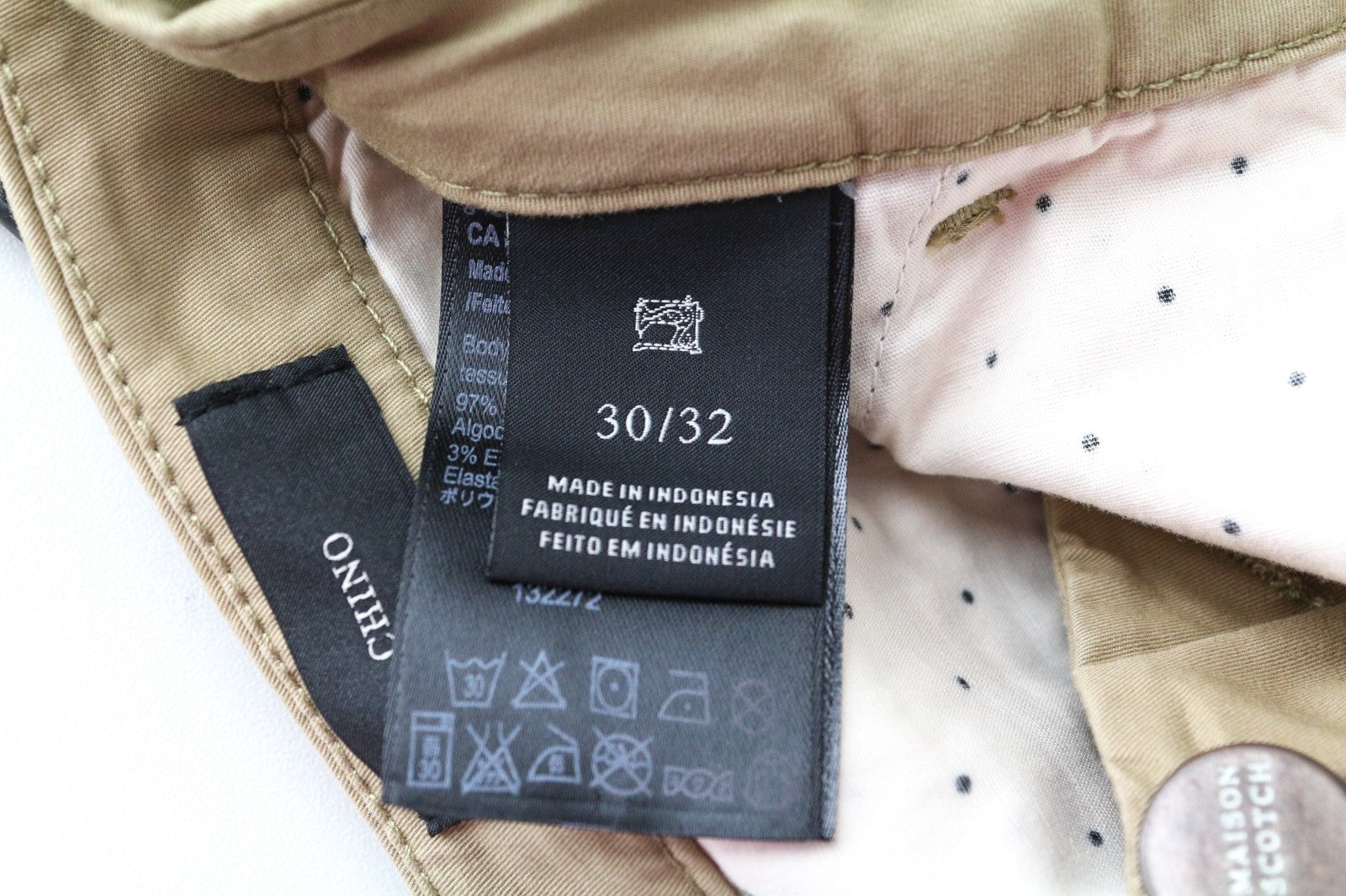 MAISON SCOTCH Women Trousers W30/L32 Brown Slim Cotton Stretch Slit Pocket