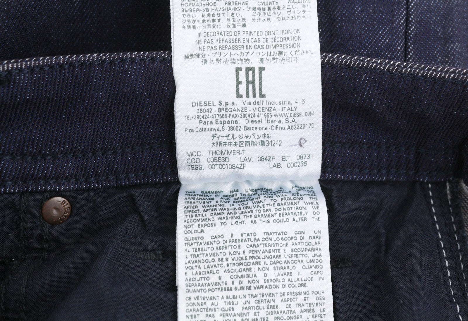 DIESEL Thommer-T 084ZP Men Jeans W29 Dark Blue Jogg Stretch Slim Fit