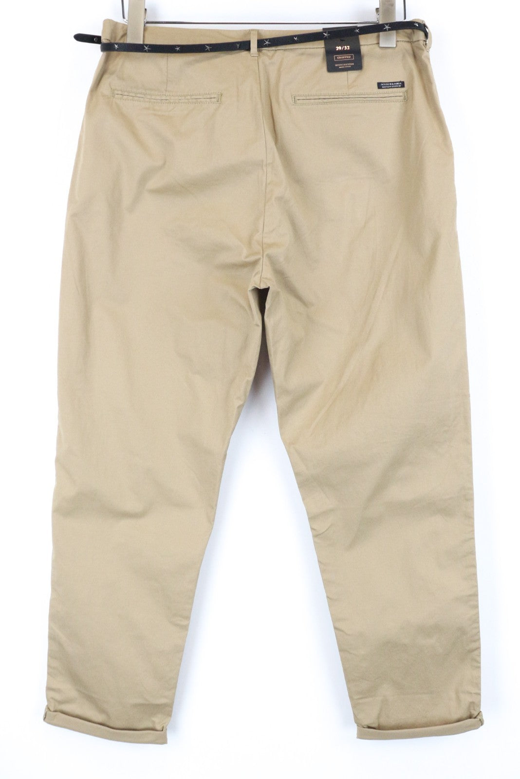 MAISON SCOTCH Women Trousers W30/L32 Sand Brown Slim Cotton Stretch Slit Pocket