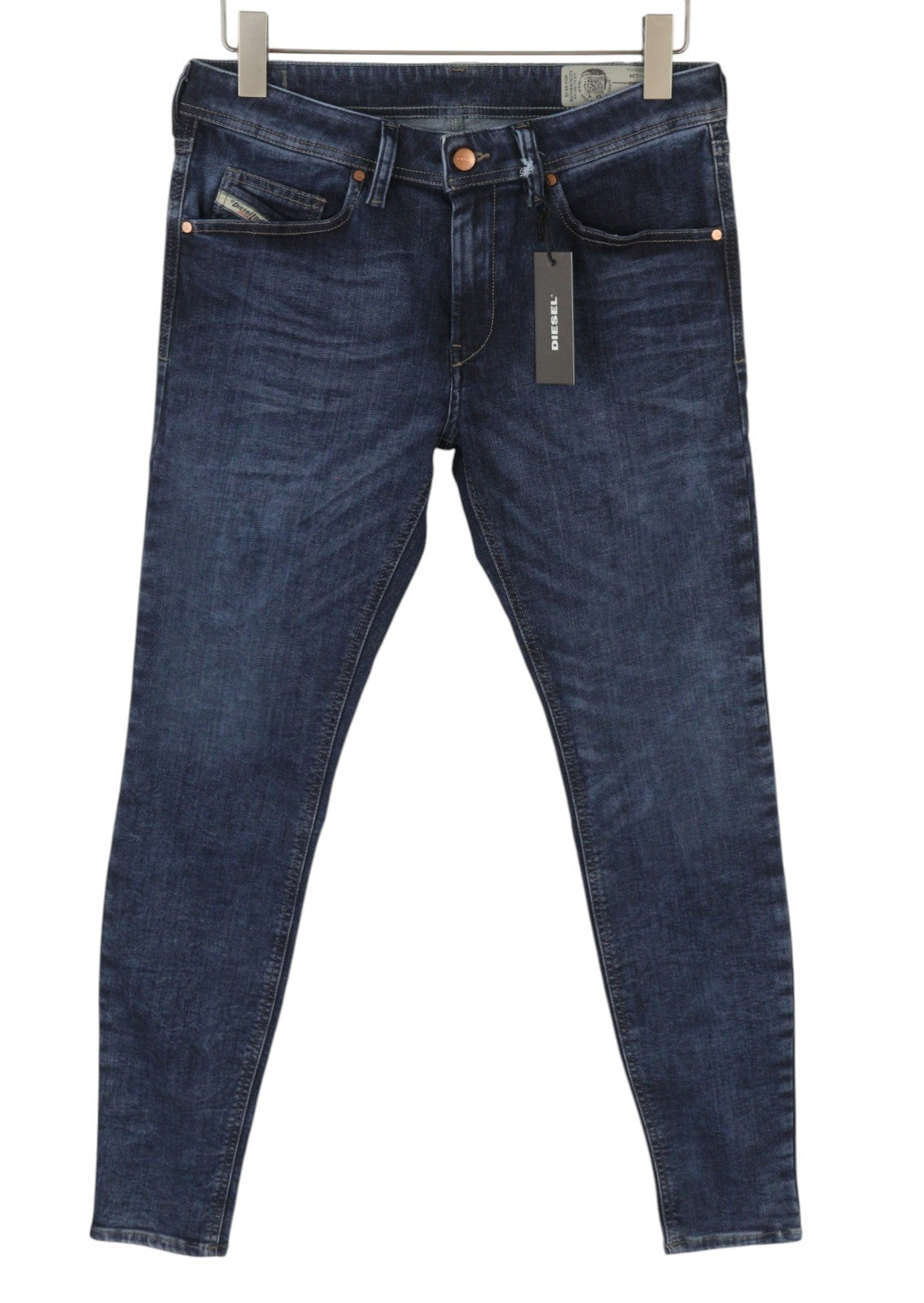 DIESEL Stickker 0687M Men Jeans W32/L34 Blue Whiskers Super Slim Skinny Stretch