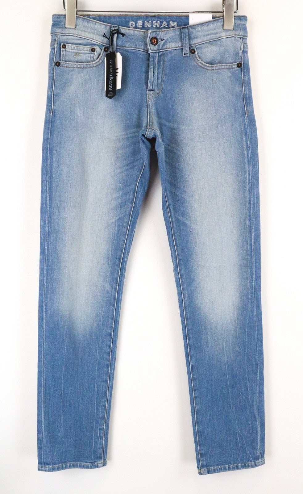 DENHAM Sally Women Jeans W25/L30 Blue Cotton Stretch Straight Fit Denim Washed