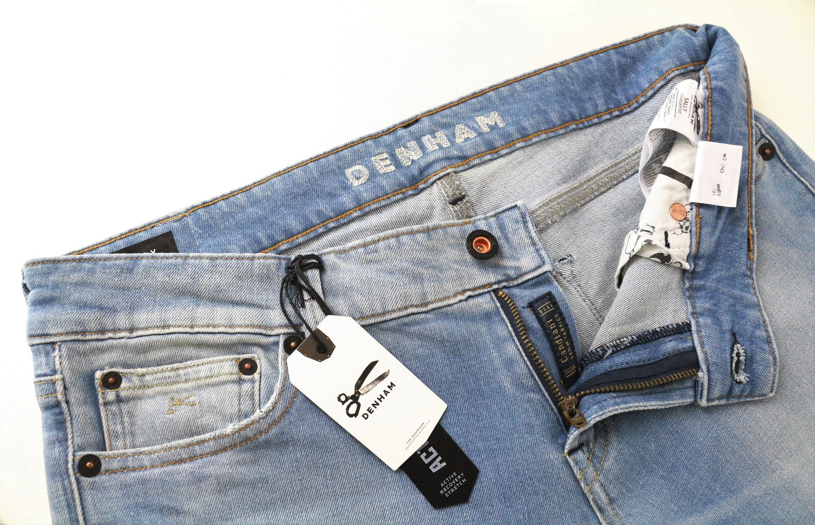 DENHAM Sally Women Jeans W25/L30 Blue Cotton Stretch Straight Fit Denim Washed