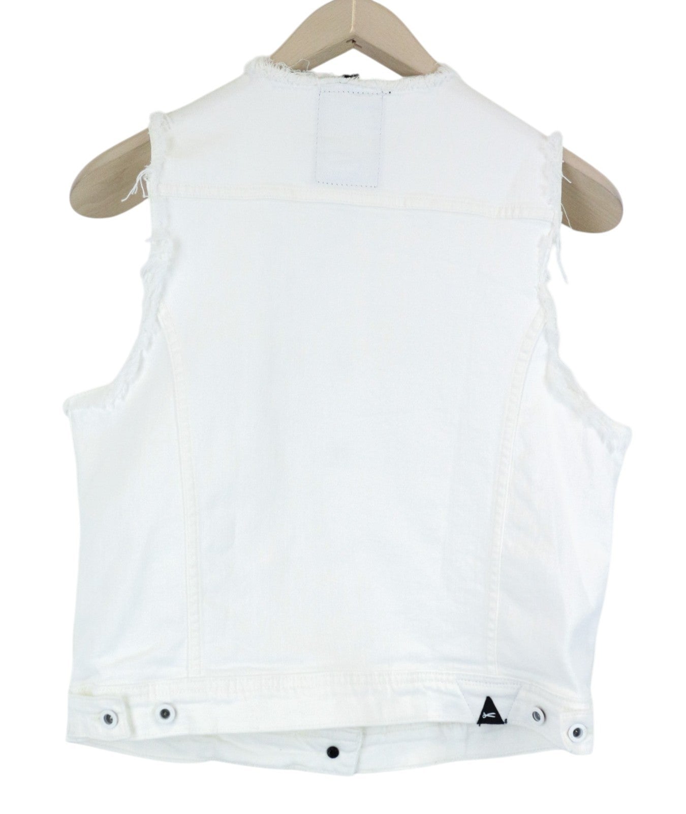 DENHAM Brooke Women Waistcoat S White Short Sleeveless Pure Cotton Denim