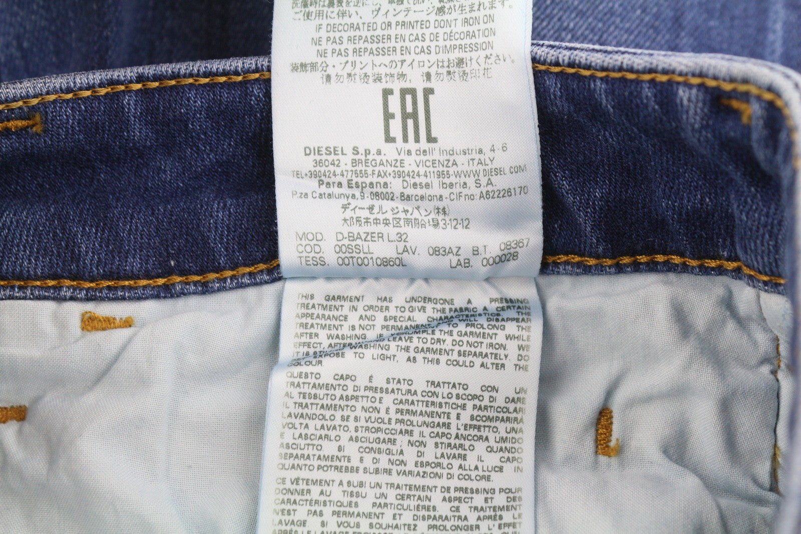 DIESEL D-Bazer 083AZ Men Jeans W27/L32 Blue Faded Distress Tapered Stretch