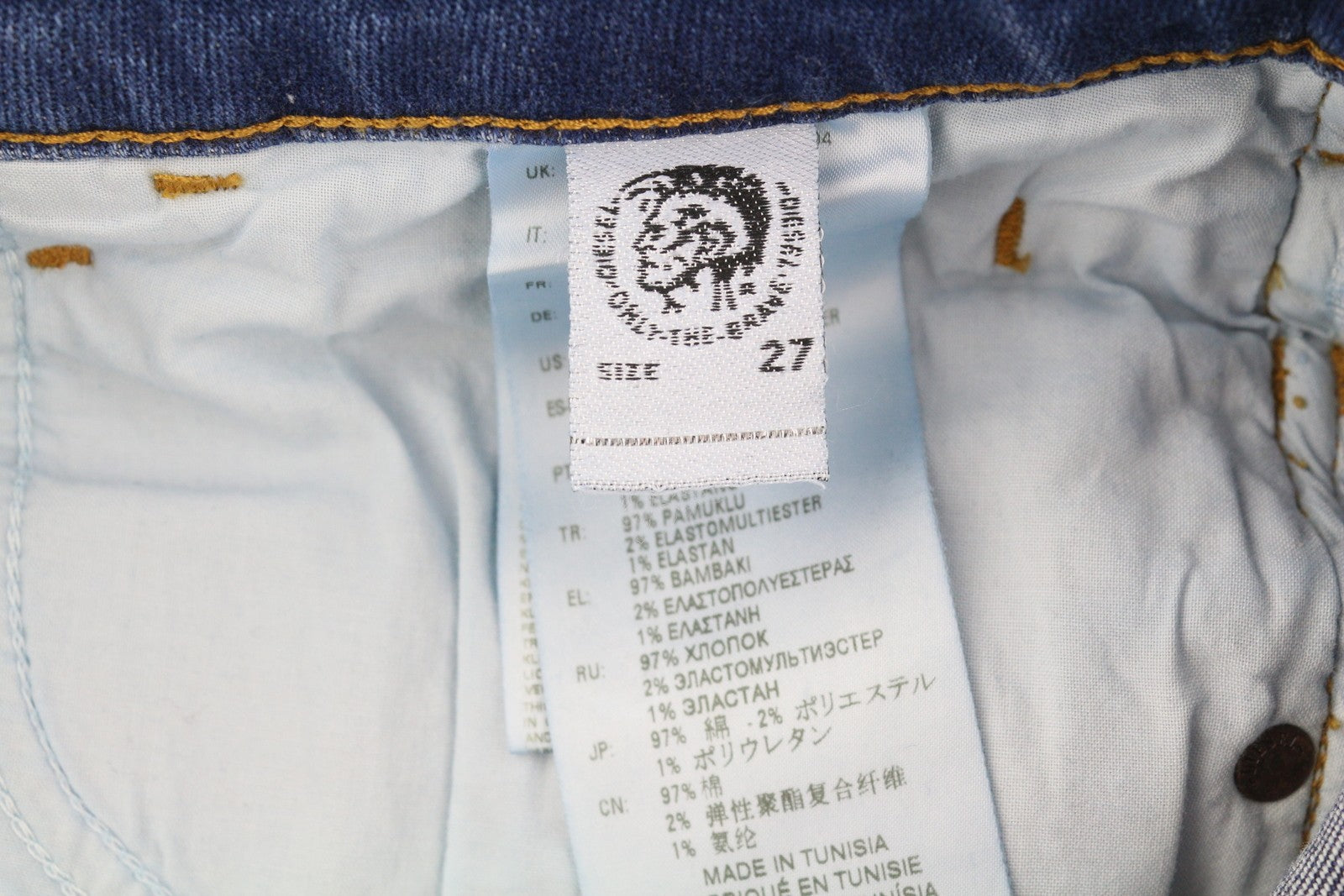 DIESEL D-Bazer 083AZ Men Jeans W27/L32 Blue Faded Distress Tapered Stretch