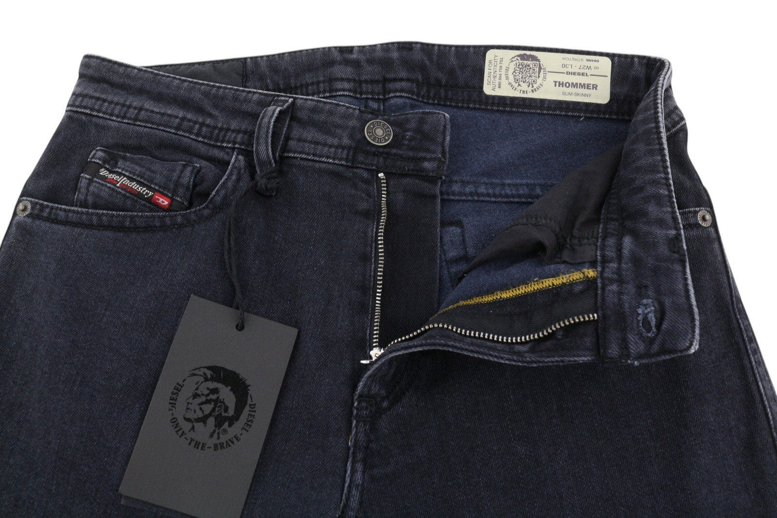 DIESEL Thommer 084NK Men Jeans W27/L30 Dark Blue Slim Skinny Fit Zip Fly
