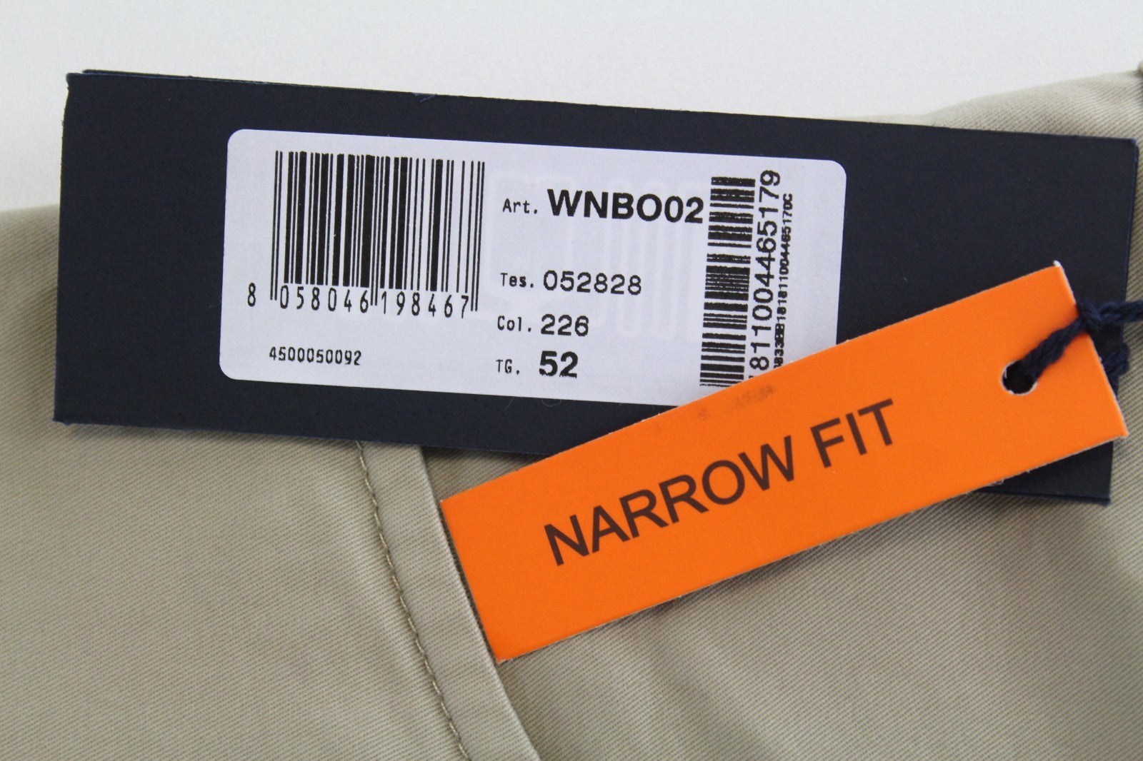 HARMONT & BLAINE Men Trousers 52 Sand Brown Narrow Cotton Stretch Flat Front