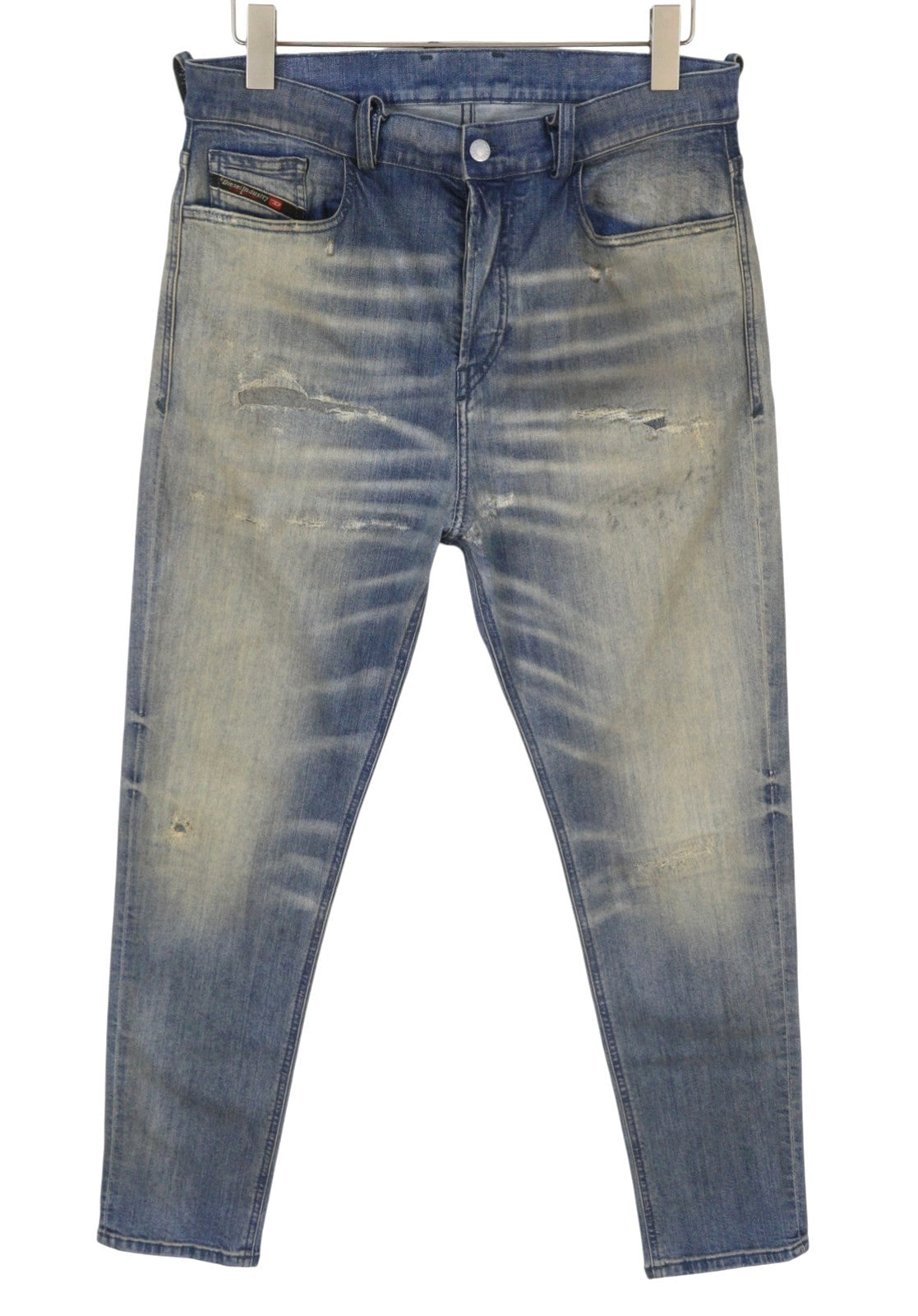DIESEL D-Vider 084AQ Men Jeans W30/L32 Blue Distress Faded Aged Look Drop Crotch