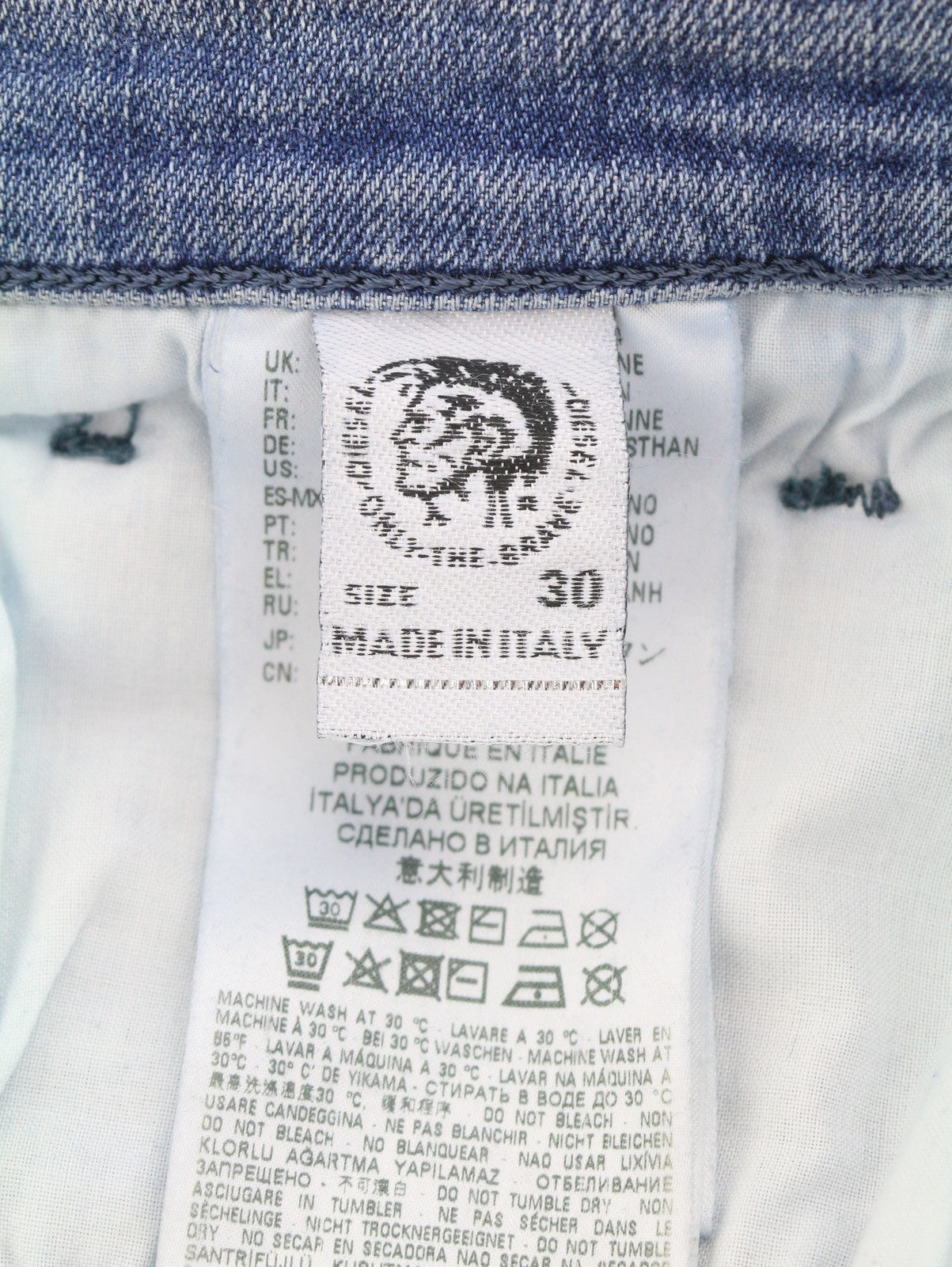 DIESEL D-Vider 084AQ Men Jeans W30/L32 Blue Distress Faded Aged Look Drop Crotch