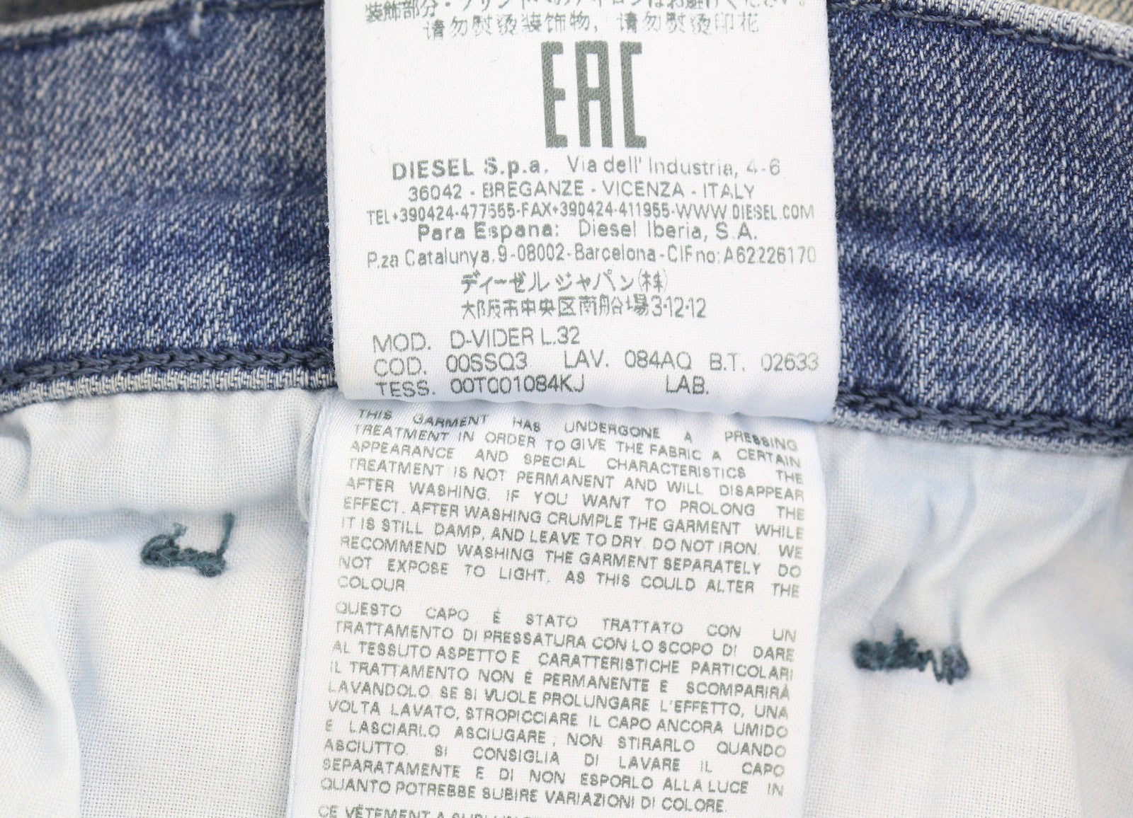 DIESEL D-Vider 084AQ Men Jeans W30/L32 Blue Distress Faded Aged Look Drop Crotch